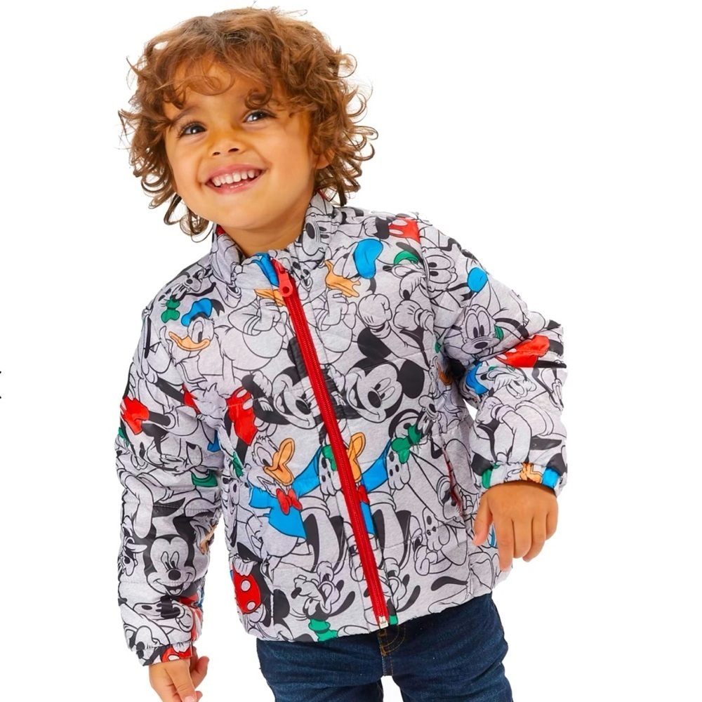 Disney Store Little Boys Lightweight Puffer Jacket Mickey and Friends Puffy Coat
